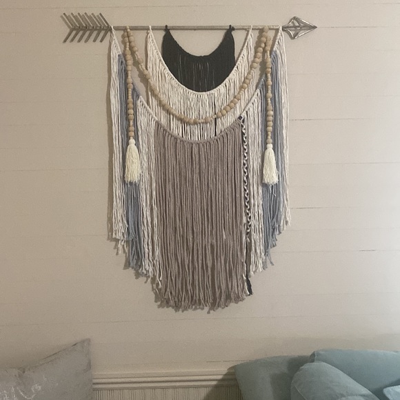 Large boho macrame trendy wall decor with beads . Handmade in Alabama XLarge - Picture 8 of 8